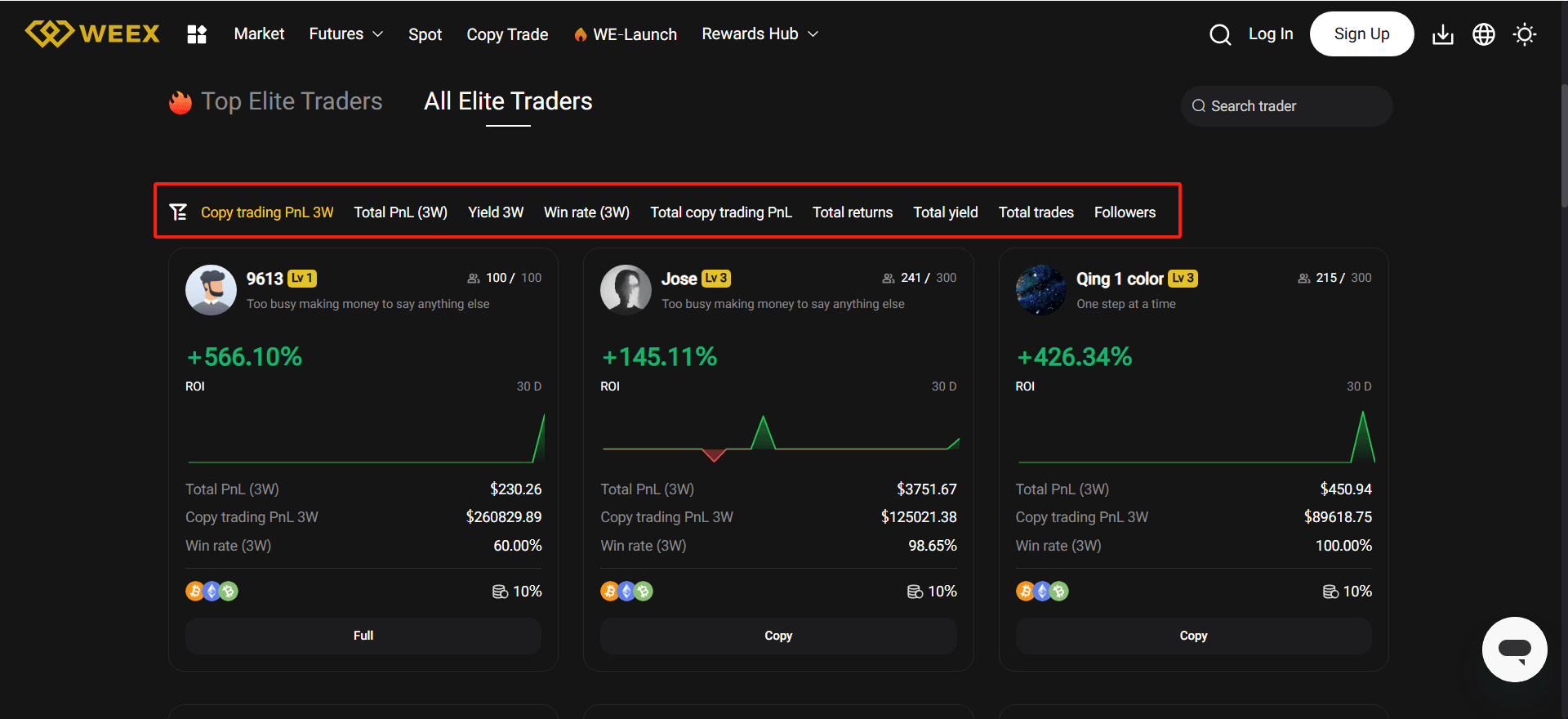 Select a Copy Trader On WEEX