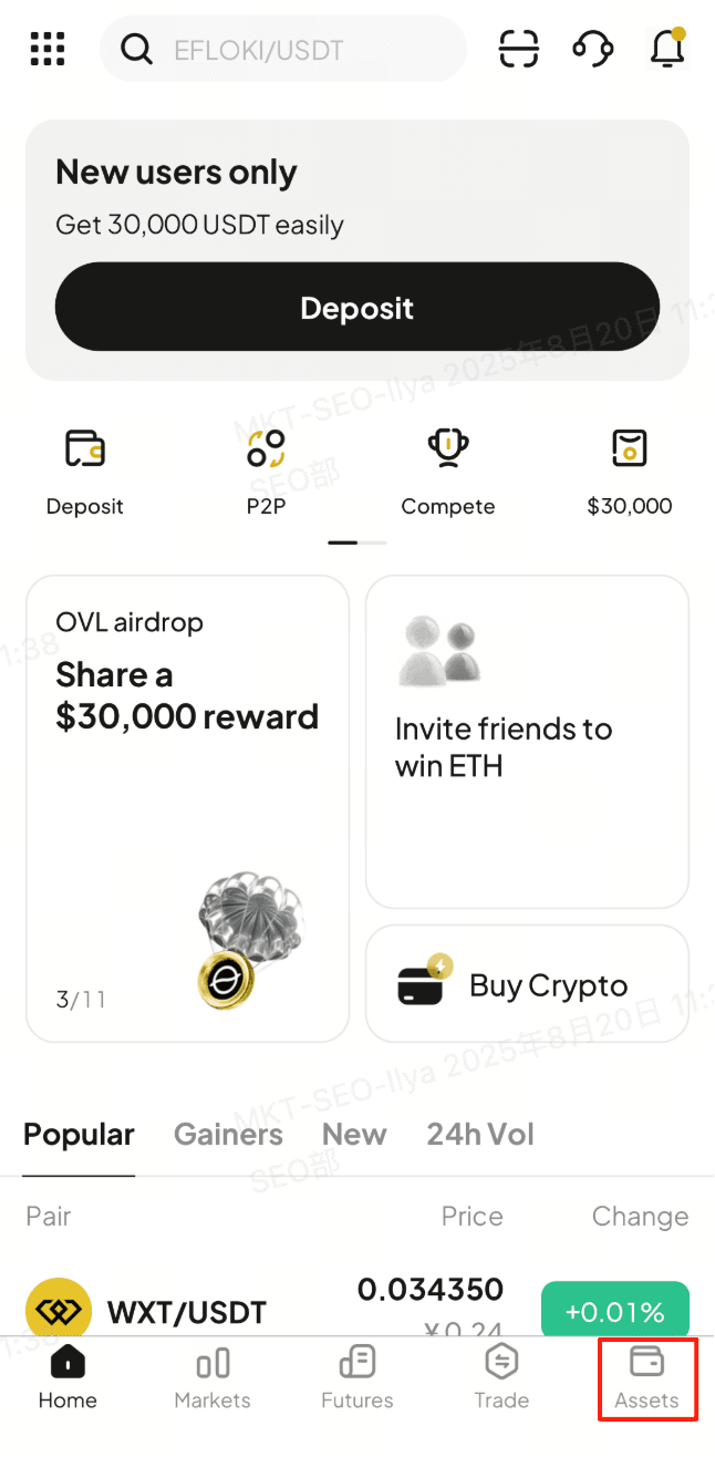 Kullanım Kılavuzu: Mobil Cihazda WEEX Borsasına Para Yatırma