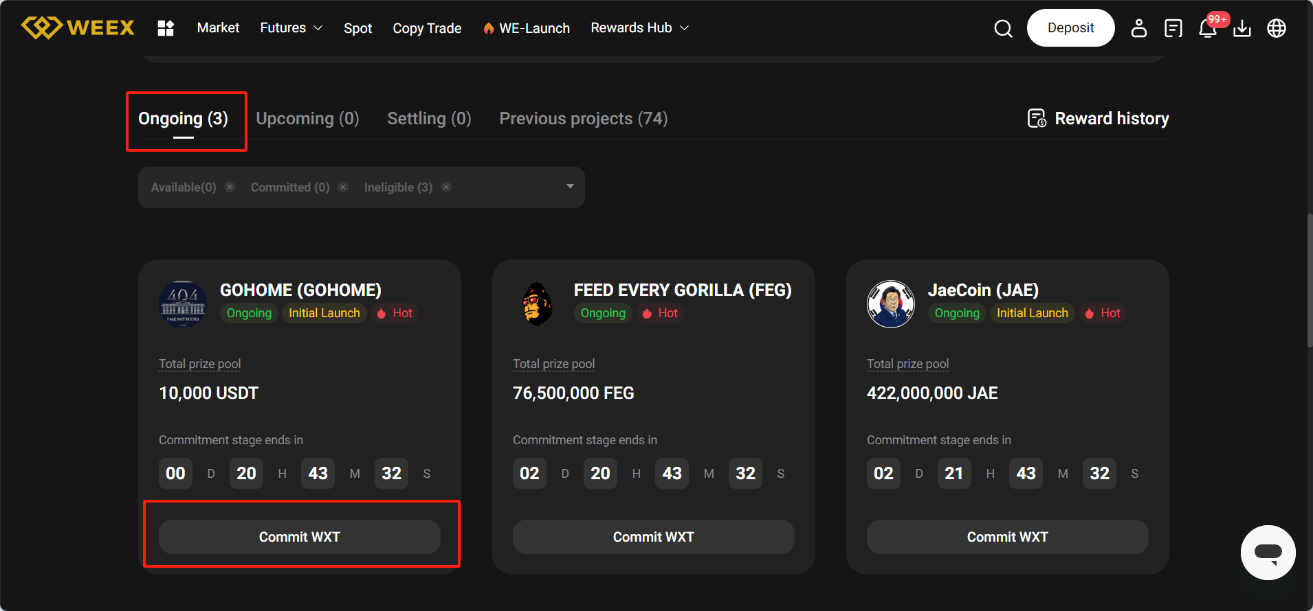Commit WXT to join WEEX We-Launch on WEEX