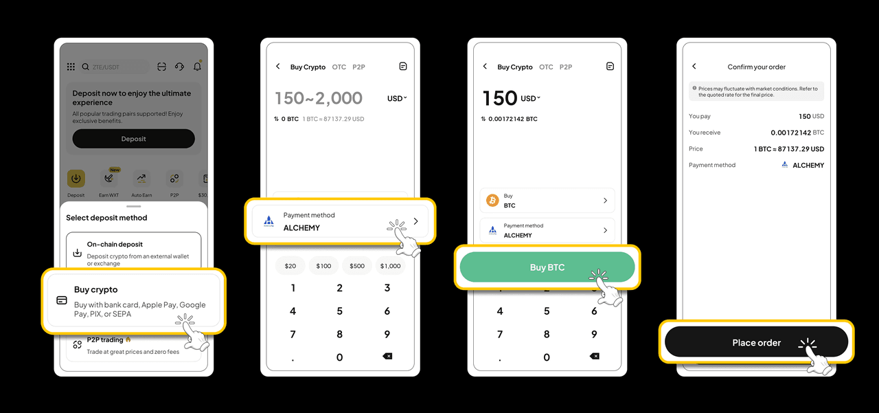 Buy Bitcoin with AED via WEEX OTC (APP Version)