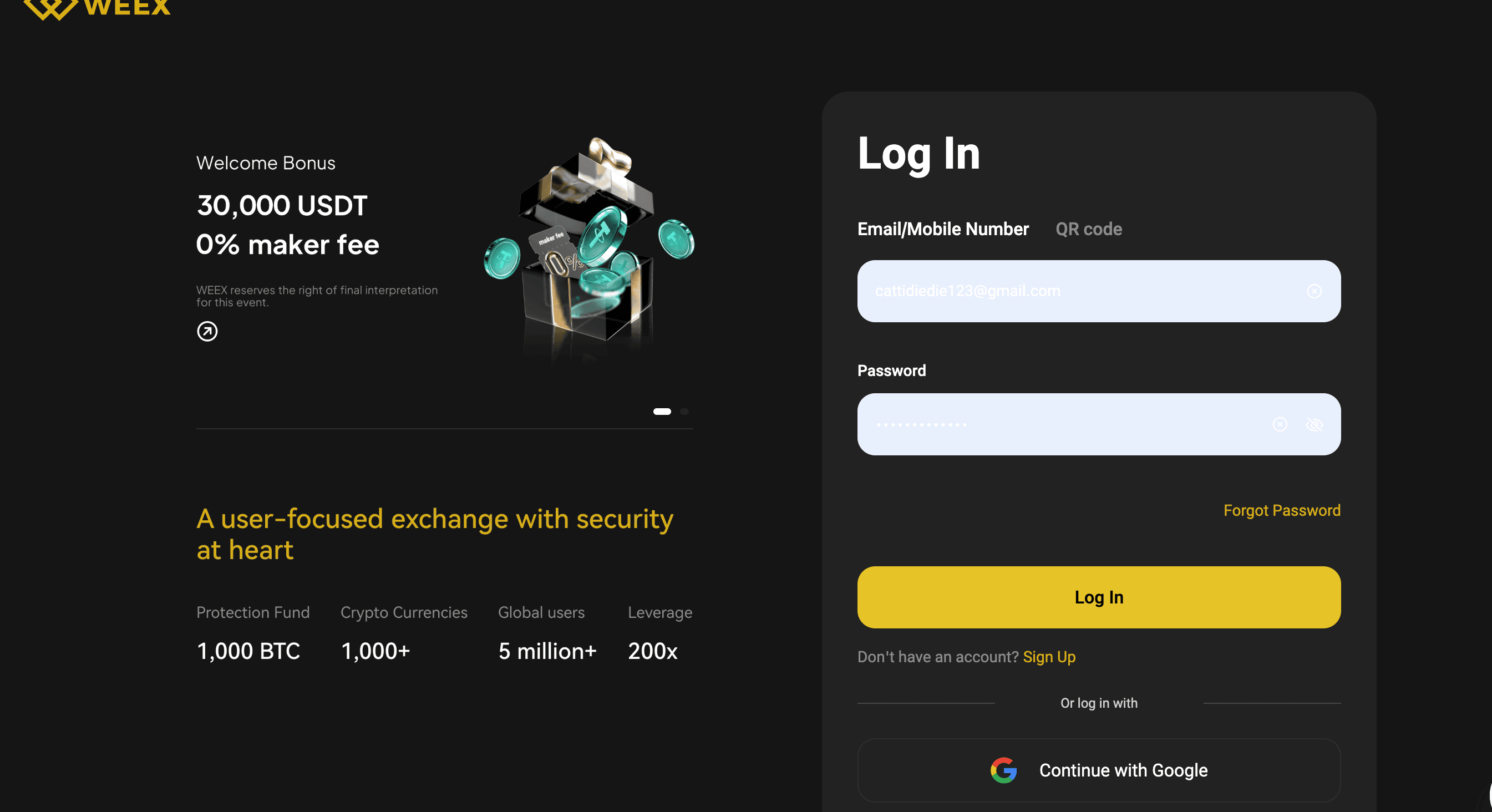 Step 1 Log in to Your WEEX Step 1- Log in to Your WEEX
