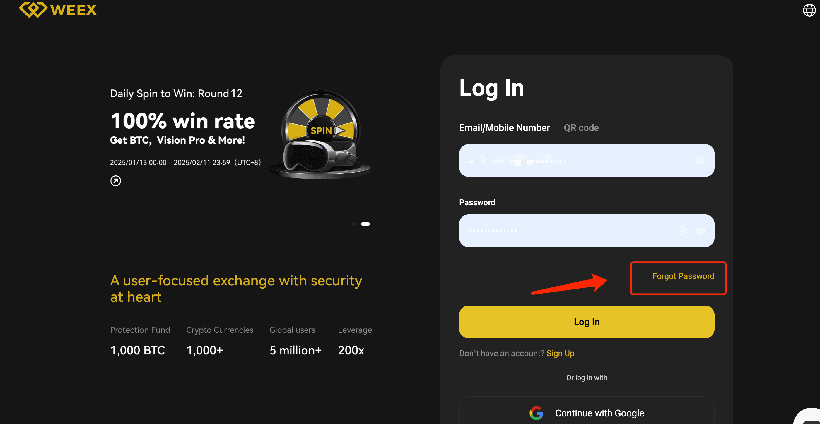 Step 2 Click Forgot Password