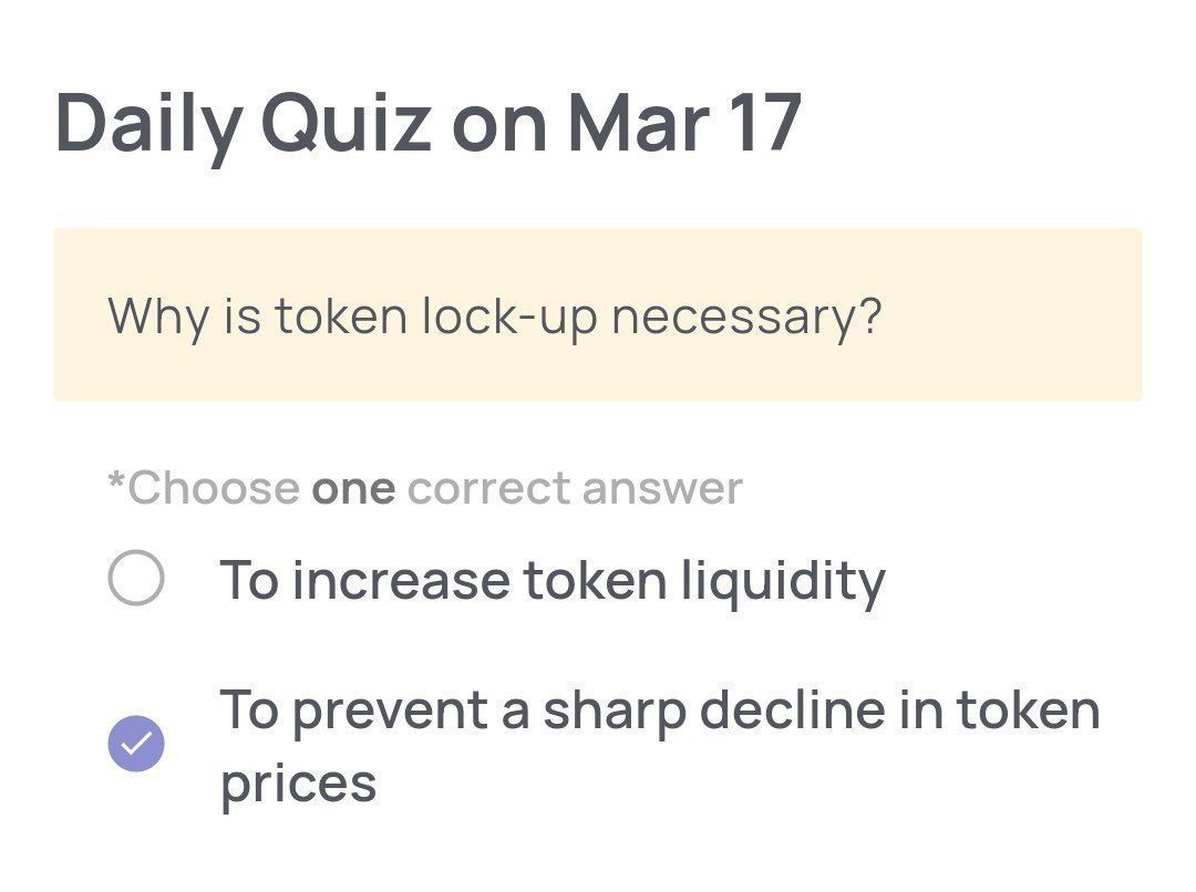 Xenea Wallet Quiz Answer (March 17, 2025): Why Is Token Lock-Up Necessary?