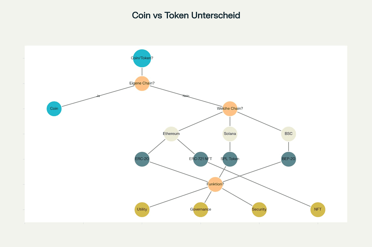 Entscheidungsbaum: Wie unterscheidet man Coins von Tokens im Krypto-Markt?