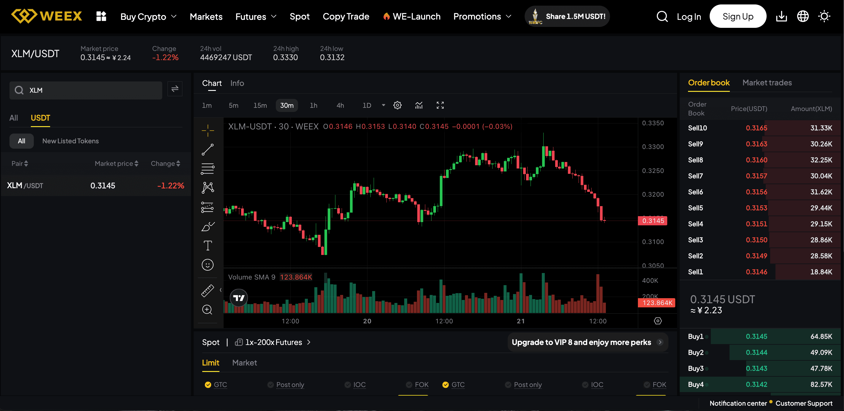 how to buy xlm on weex