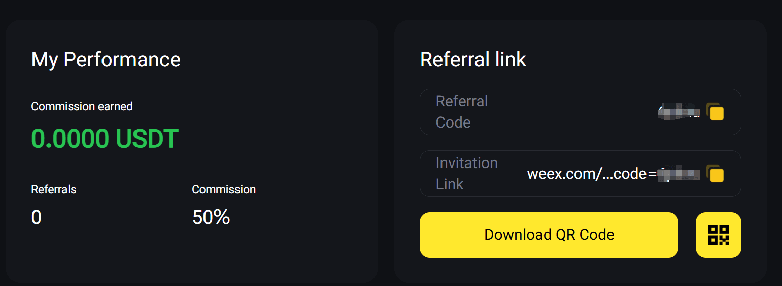 Share your referral code On WEEX