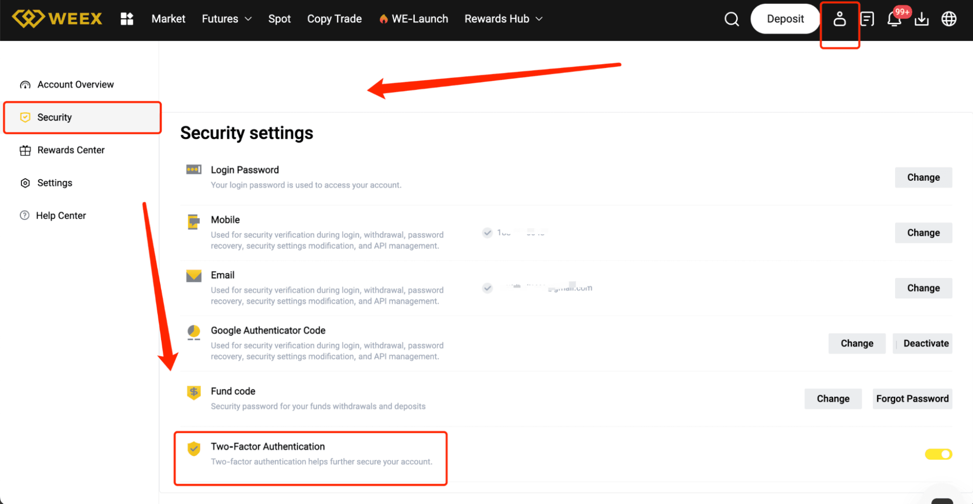 Einrichten der Zwei-Faktor-Authentifizierung (2FA) auf WEEX Exchange