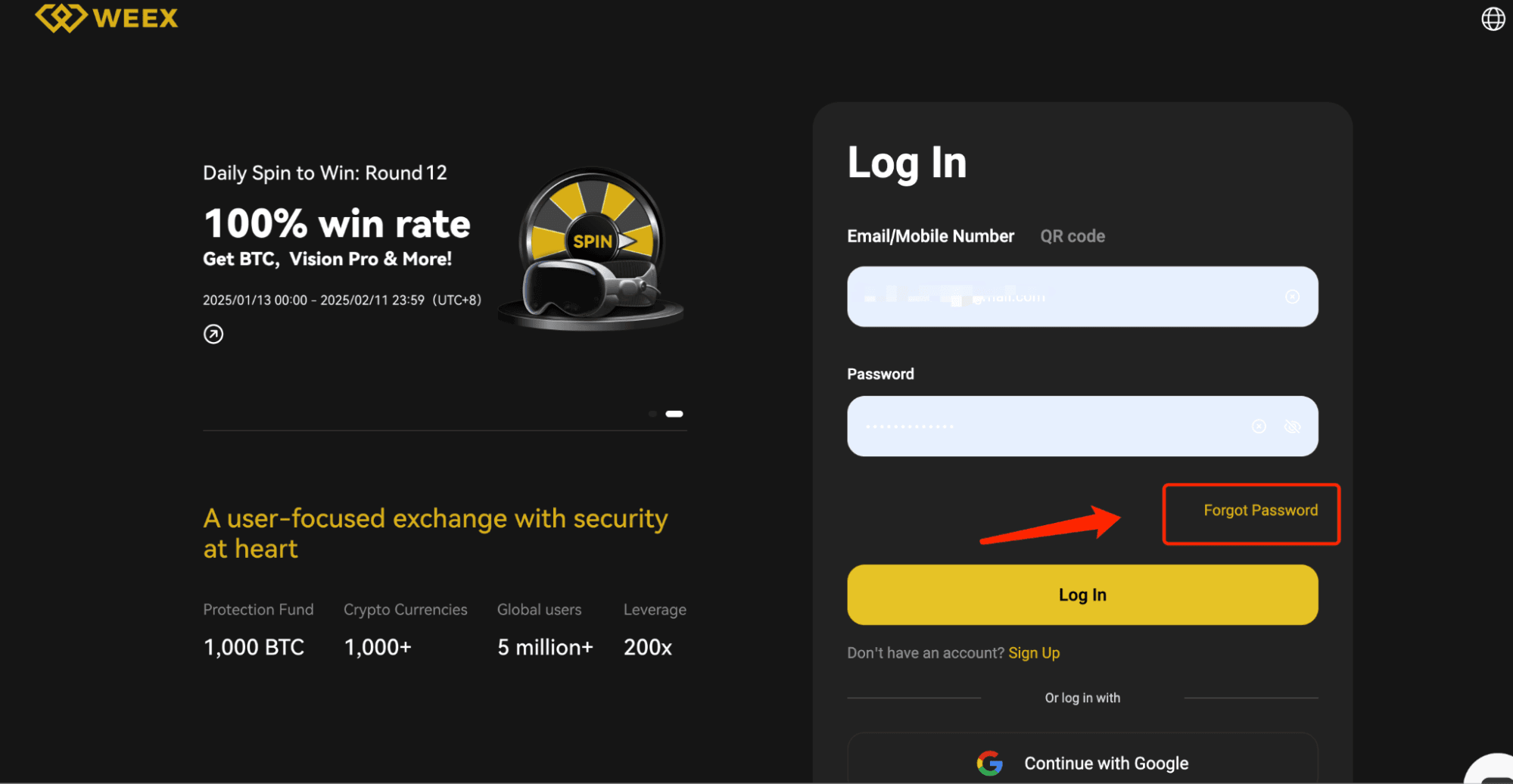 Ihr WEEX-Passwort zurücksetzen 