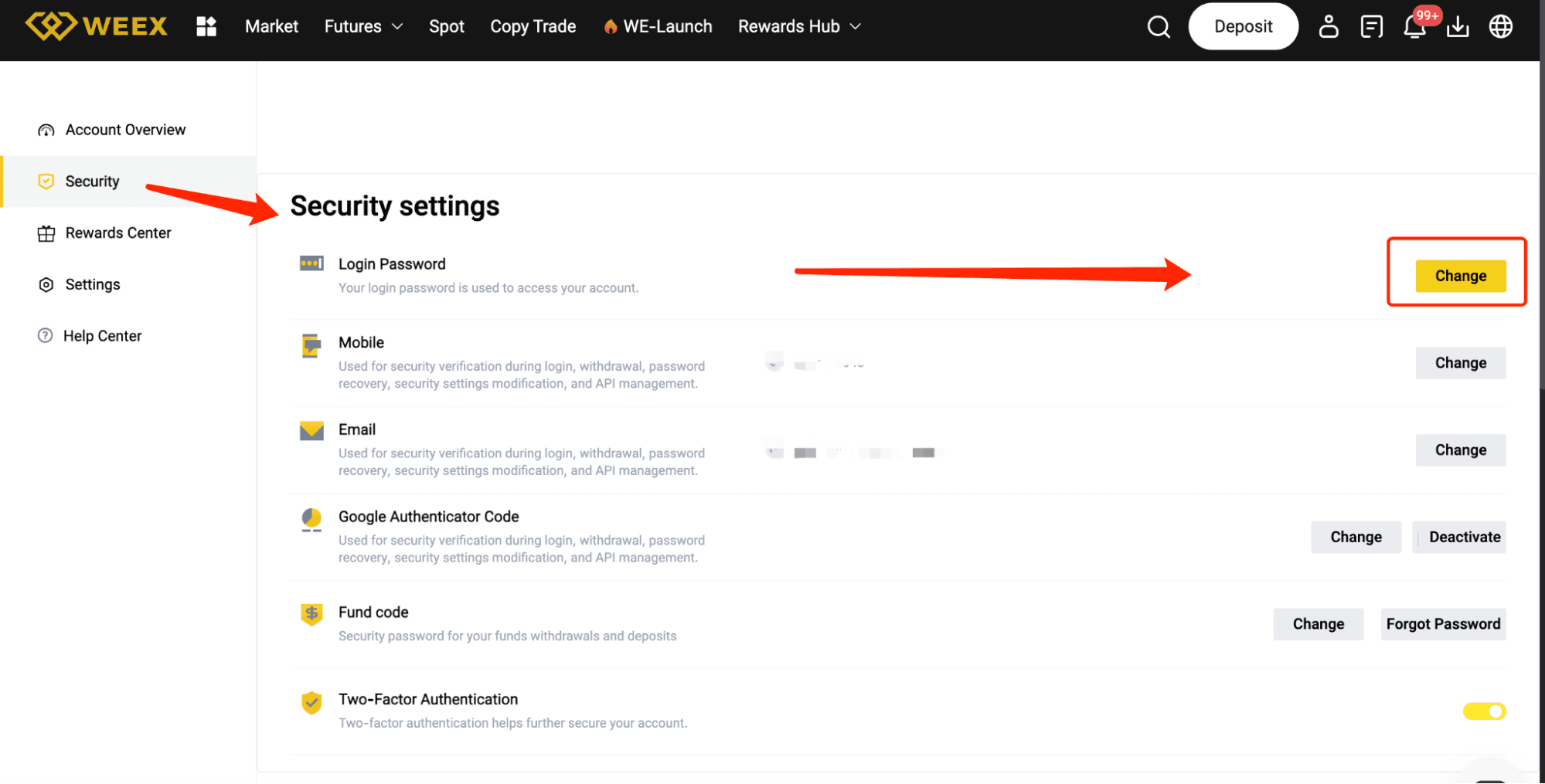 Ihr WEEX-Passwort zurücksetzen