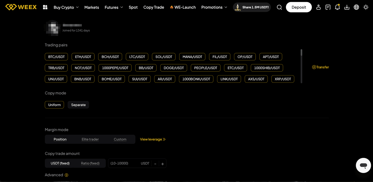 weex'te kopyalama ticareti kurun